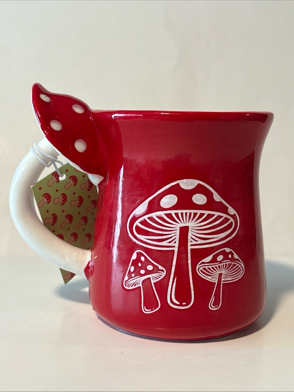 Sheffield Home Red Mushroom Novelty Ceramic Coffee Mug White Interior 10 oz